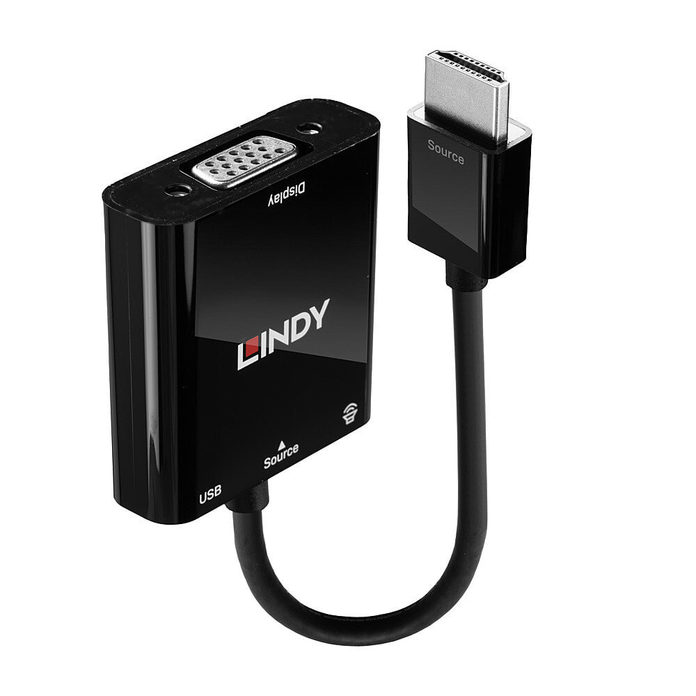 Lindy 38285 видео кабель адаптер 0,1 m HDMI Тип A (Стандарт) VGA (D-Sub) Черный