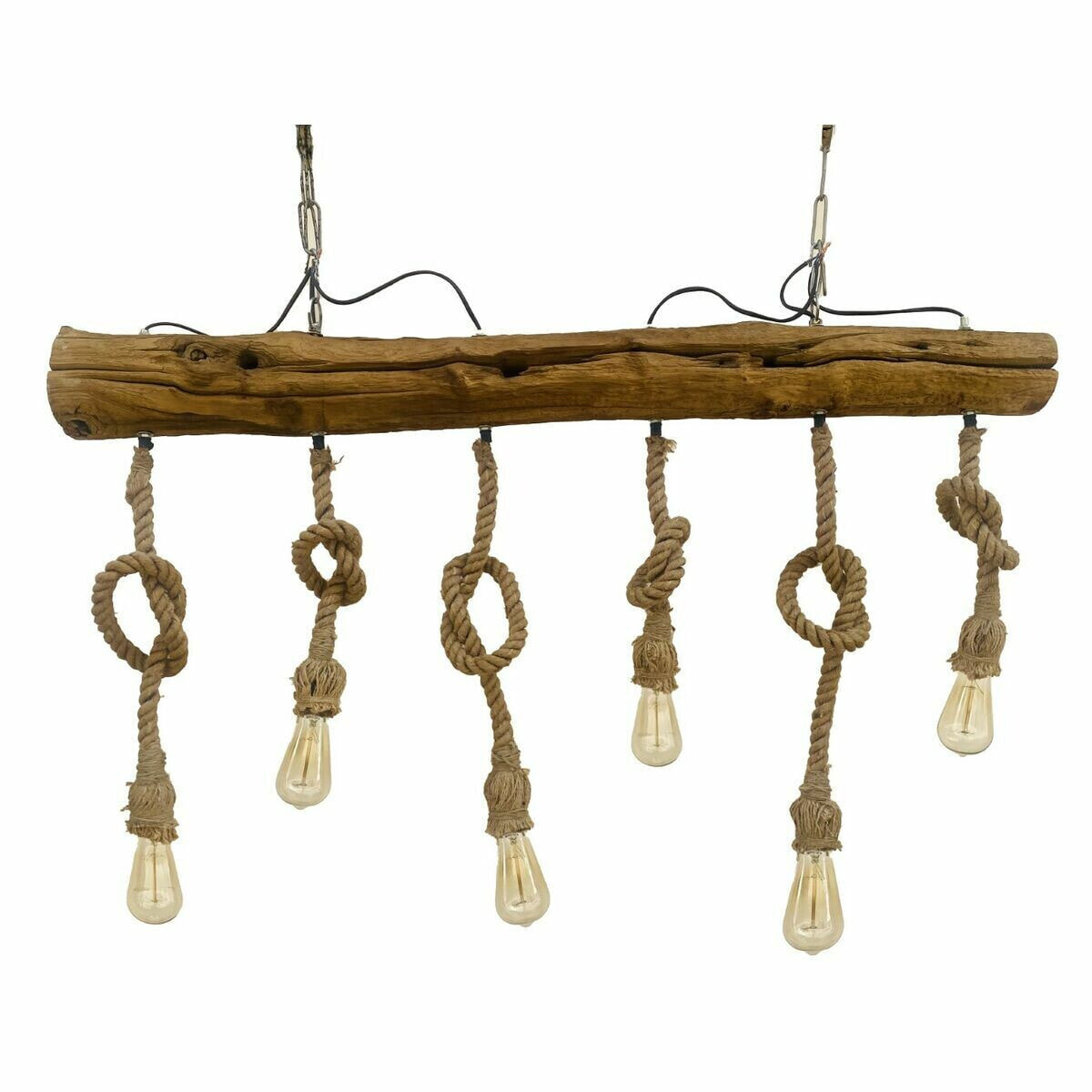 Ceiling Light DKD Home Decor Brown Rope Acacia 50 W 140 x 12 x 12 cm 118 x 15 x 86 cm