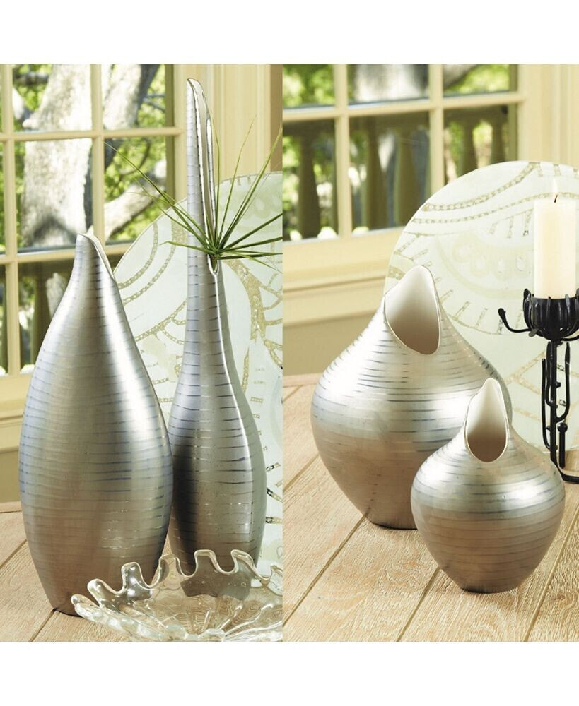 Global Views platinum Stripe Vase Small