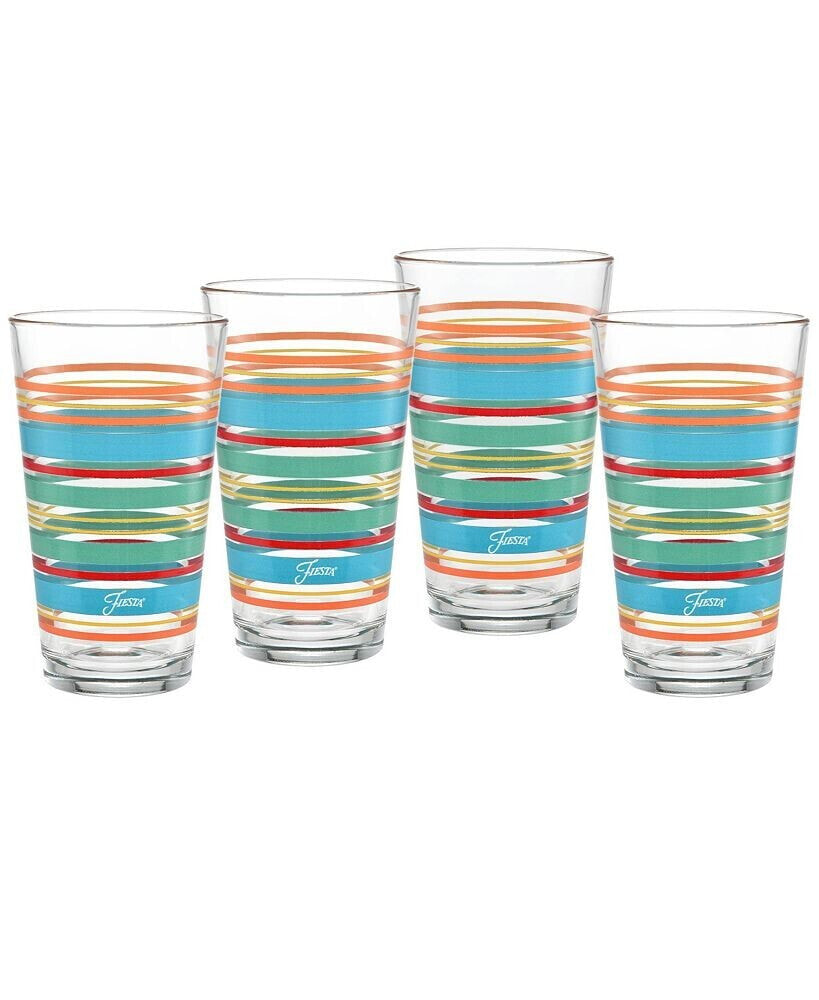 Rainbow Radiance Stripes 16-Ounce Tapered Cooler Glass Set of 4