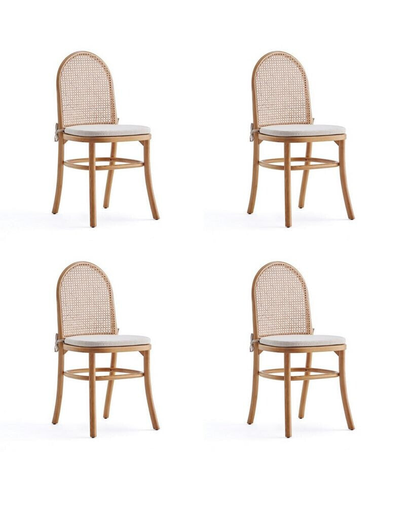 Manhattan Comfort paragon 4-Piece Ash Wood and Natural Cane Upholstered Dining Chair
