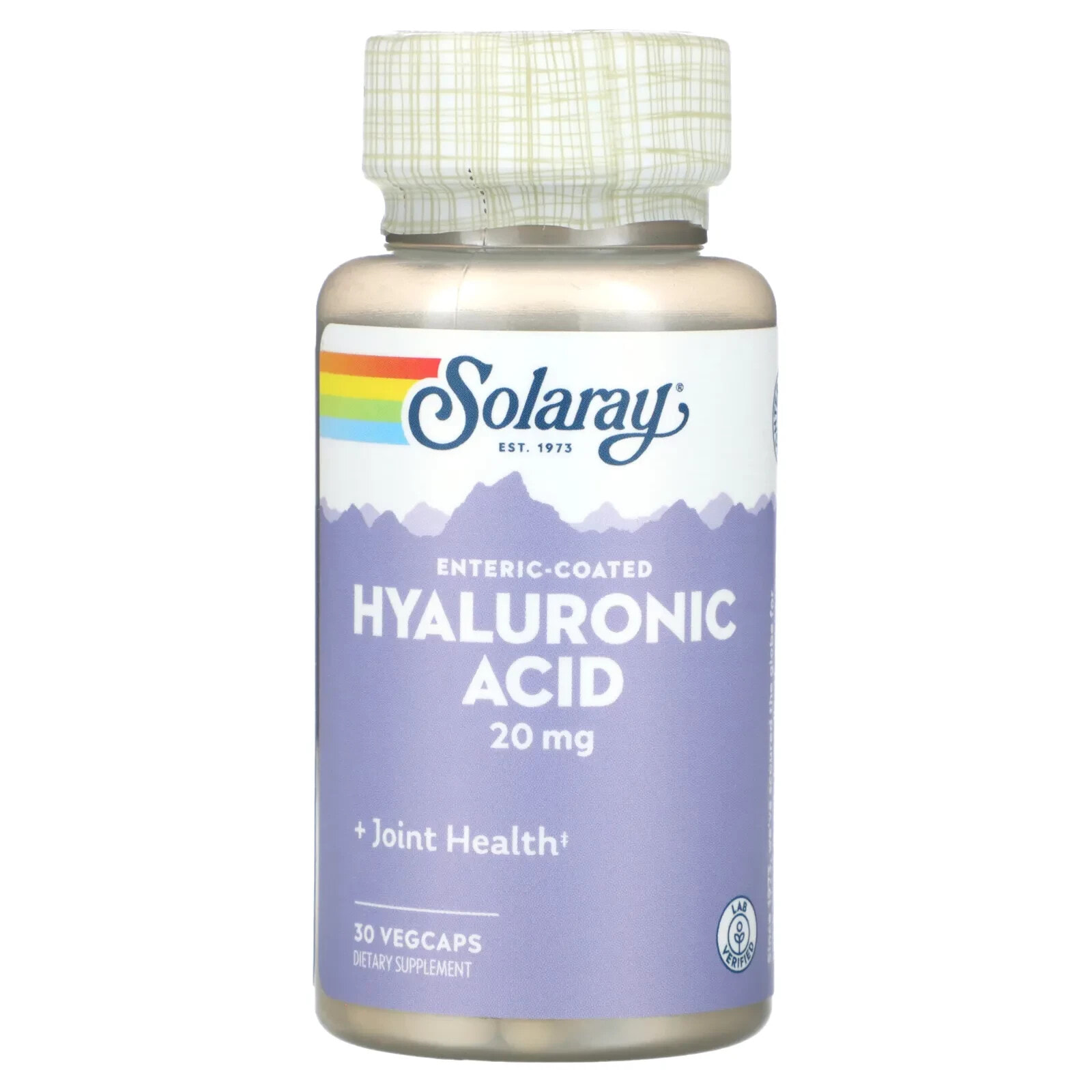 Solaray, Enteric-Coated Hyaluronic Acid, 20 mg, 30 VEGCAPS
