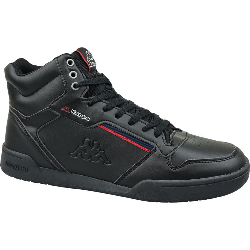 Мужские кроссовки повседневные черные кожаные высокие демисезонные Kappa Mangan shoes M 242764-1120