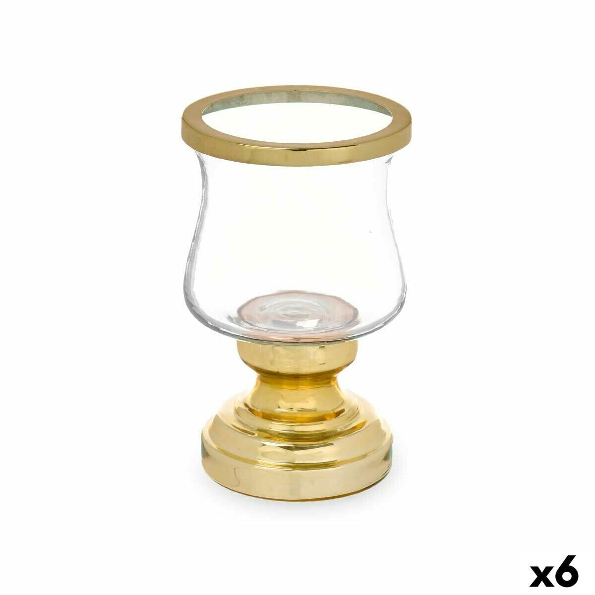 Candleholder Wineglass Golden Steel 12 x 19,5 x 12 cm (6 Units)
