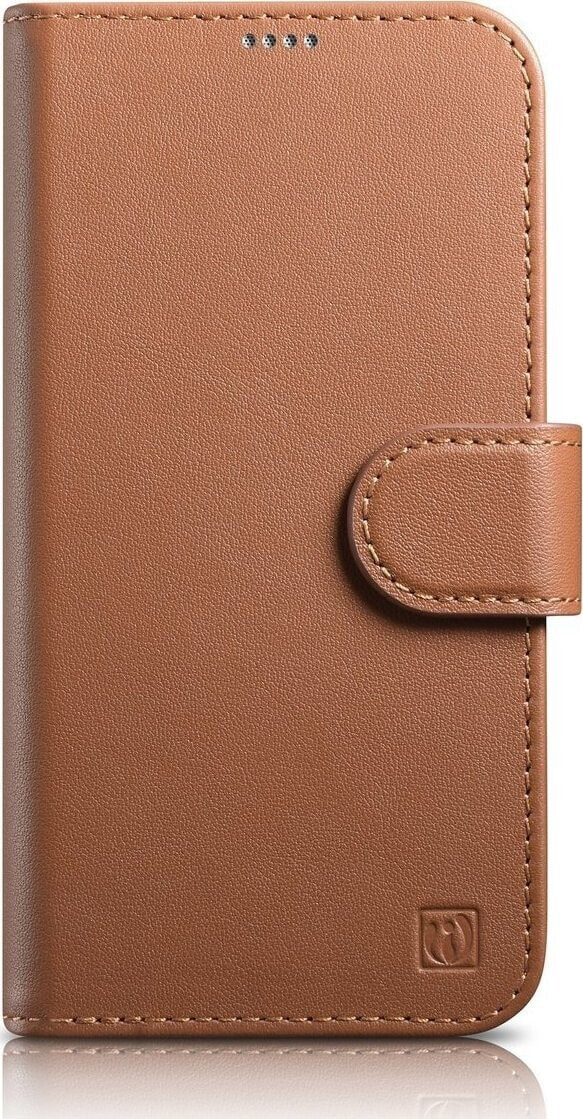 iCarer iCarer Wallet Case 2in1 etui iPhone 14 Pro Max skórzany pokrowiec z klapką Anti-RFID brązowy (WMI14220728-BN)