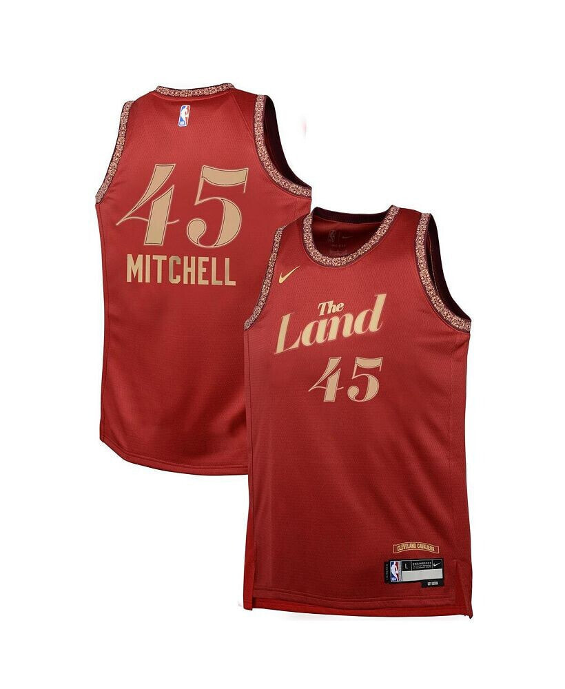 Nike big Boys Donovan Mitchell Wine Cleveland Cavaliers 2023/24 Swingman Replica Jersey - City Edition