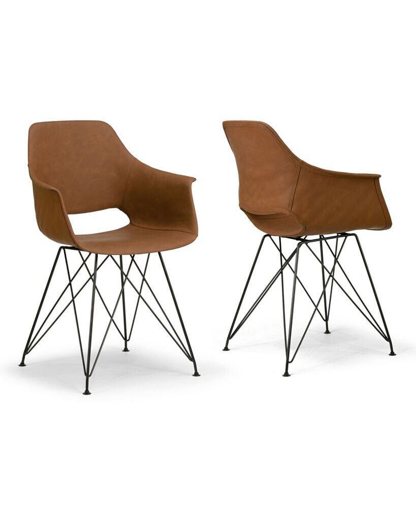 Glamour Home set of 2 Alora Retro Modern Arm Chair with Steel Legs