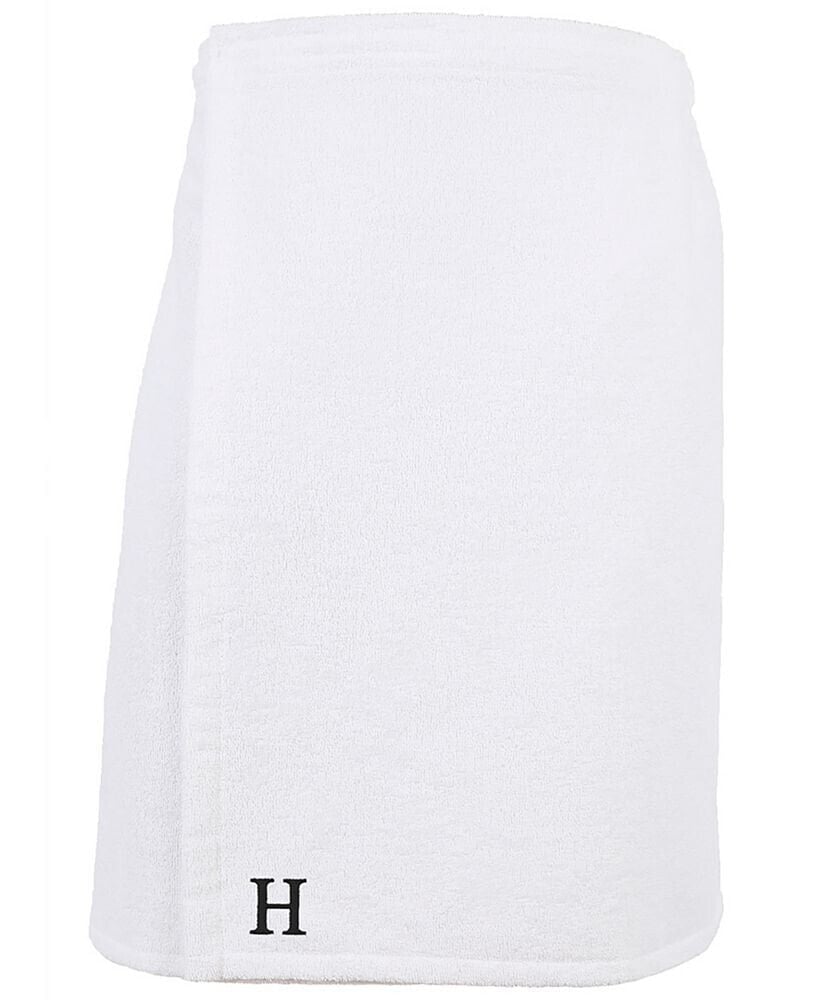 Linum Home 100% Turkish Cotton Terry Personalized Men's Bath Wrap - White