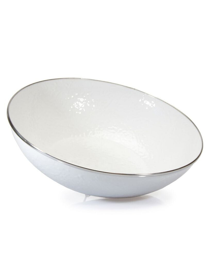 Golden Rabbit solid White Enamelware Collection 5 Quart Serving Bowl