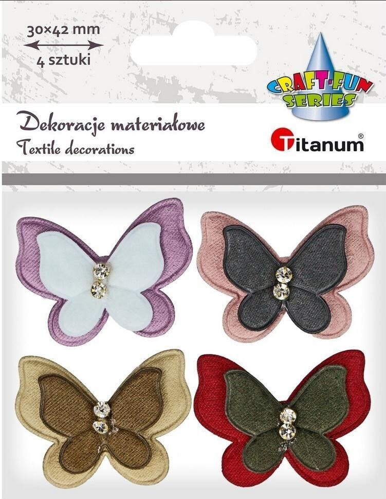 Titanum Aplikacje materiałowe motyle z cyrkonią 4szt