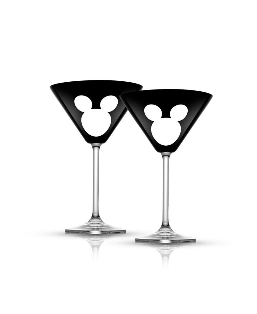 JoyJolt Luxury Mickey Mouse Crystal 10 oz Martini Glass, Set of 2