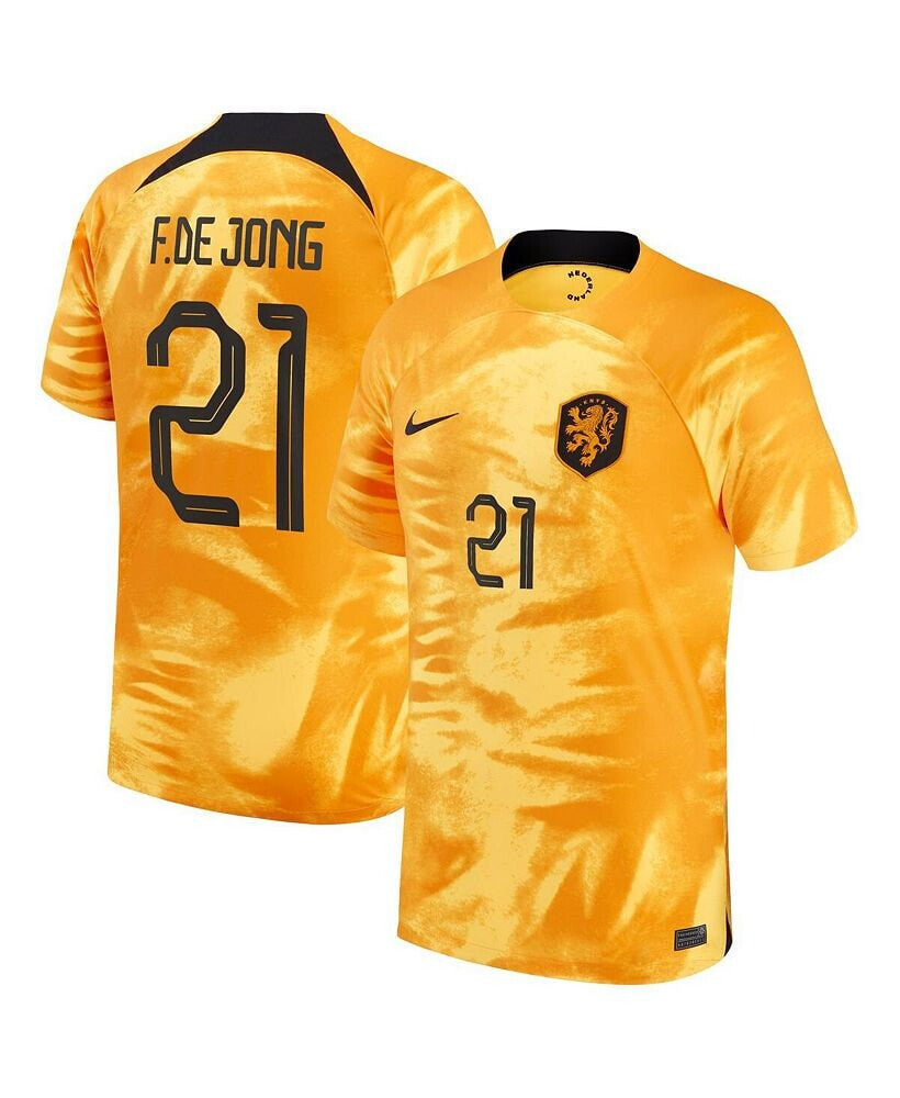Men's Frenkie de Jong Orange Netherlands National Team 2022/23 Home Breathe Stadium Replica Player Jersey