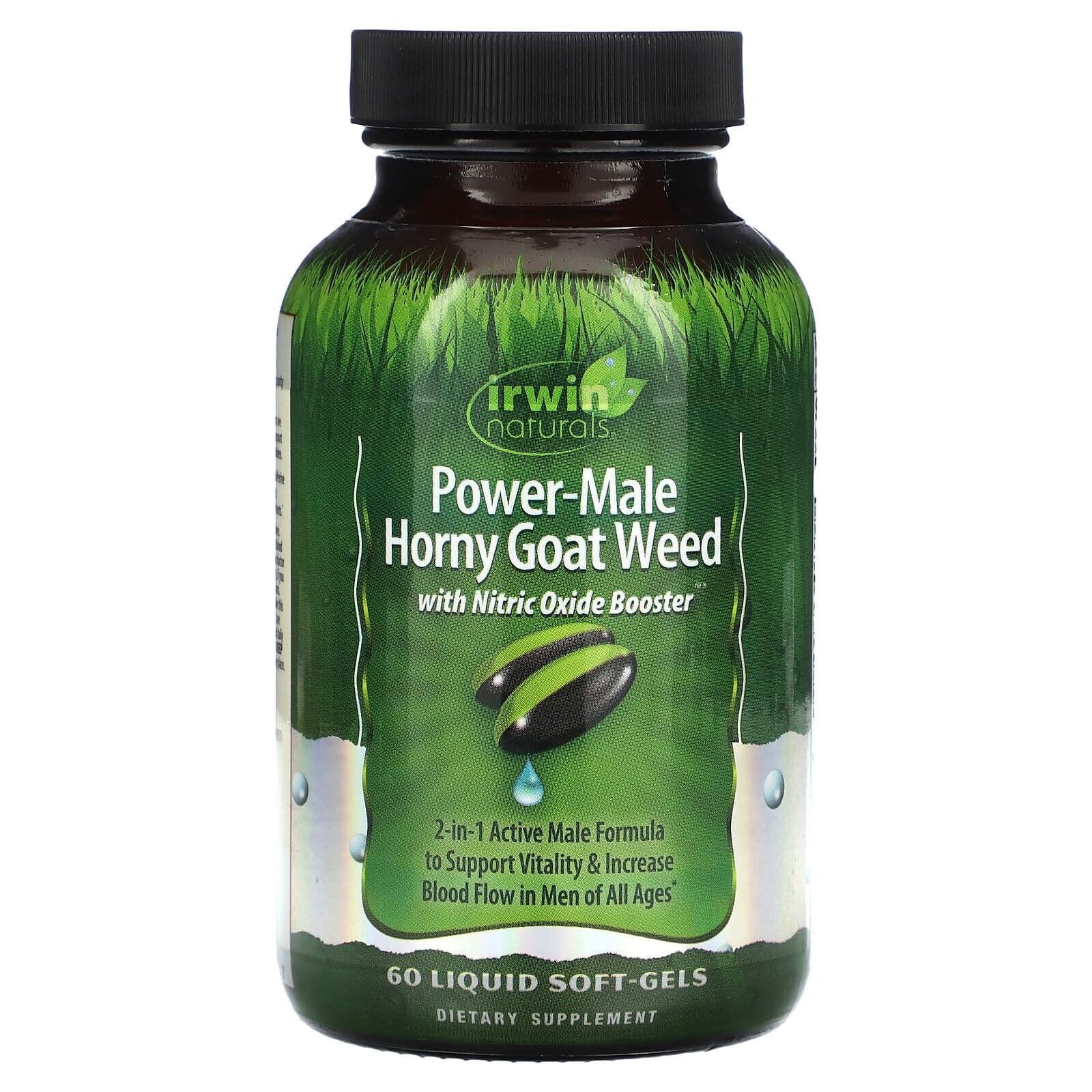 Power-Male Horny Goat Weed, With Nitric Oxide Booster, 60 Liquid Soft-Gels