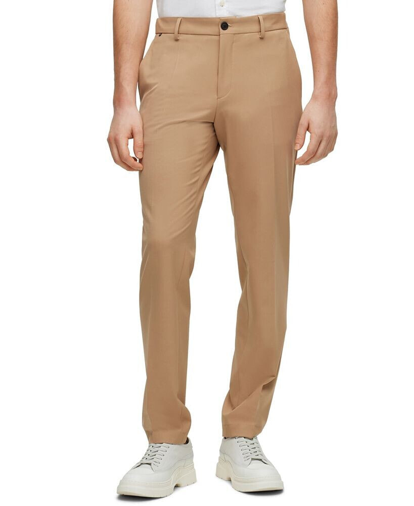 BOSS Men's Slim-Fit Micro-Patterned Performance-Stretch Cloth Trousers