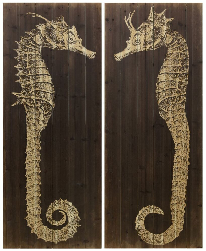 Empire Art Direct seahorse A B Arte de Legno Digital Print on Solid Wood Wall Art, 60