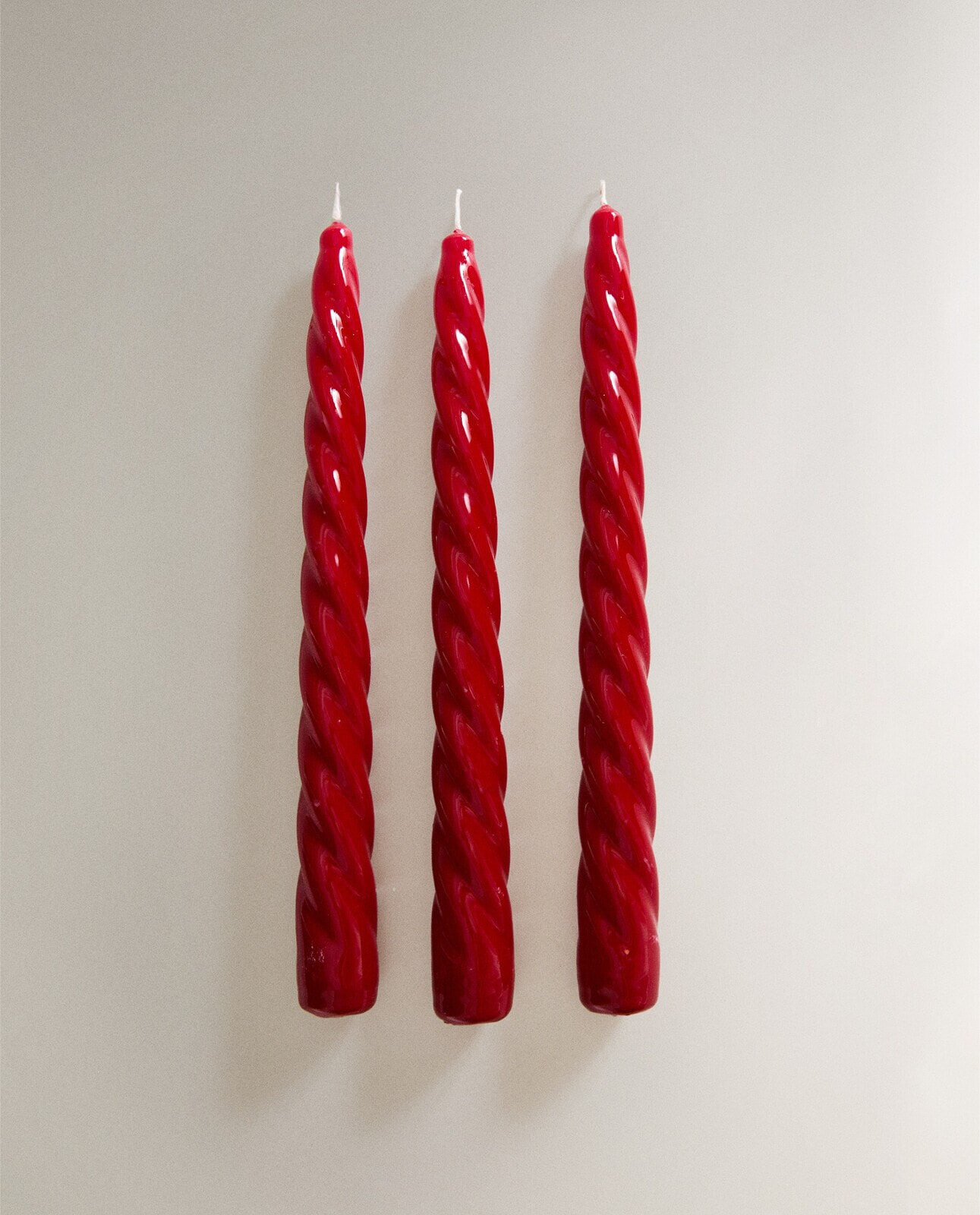 Pack of long twisted christmas candles (pack of 3)