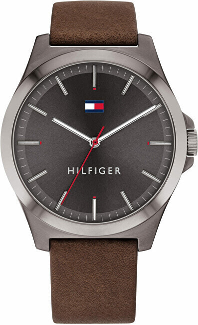 Мужские наручные часы с коричневым кожаным  ремешком Tommy Hilfiger 1791717