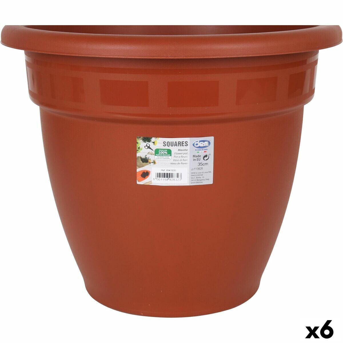 Plant pot Dem Squares Circular Brown 35 x 35 x 28,5 cm (6 Units)