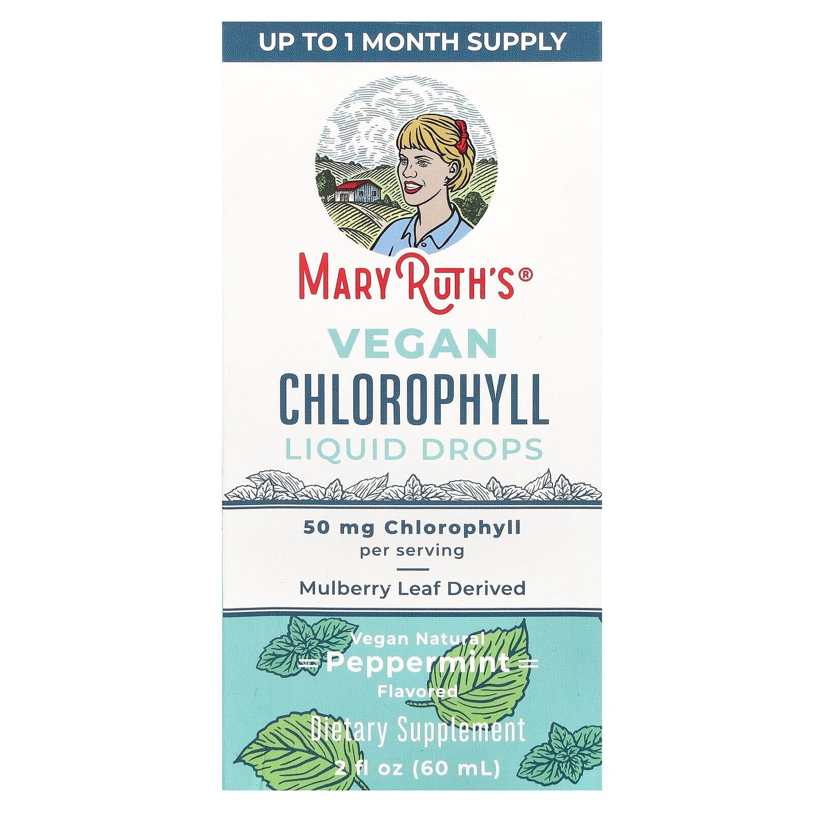 Vegan Chlorophyll Liquid Drops, Peppermint , 50 mg , 2 fl oz (60 ml)