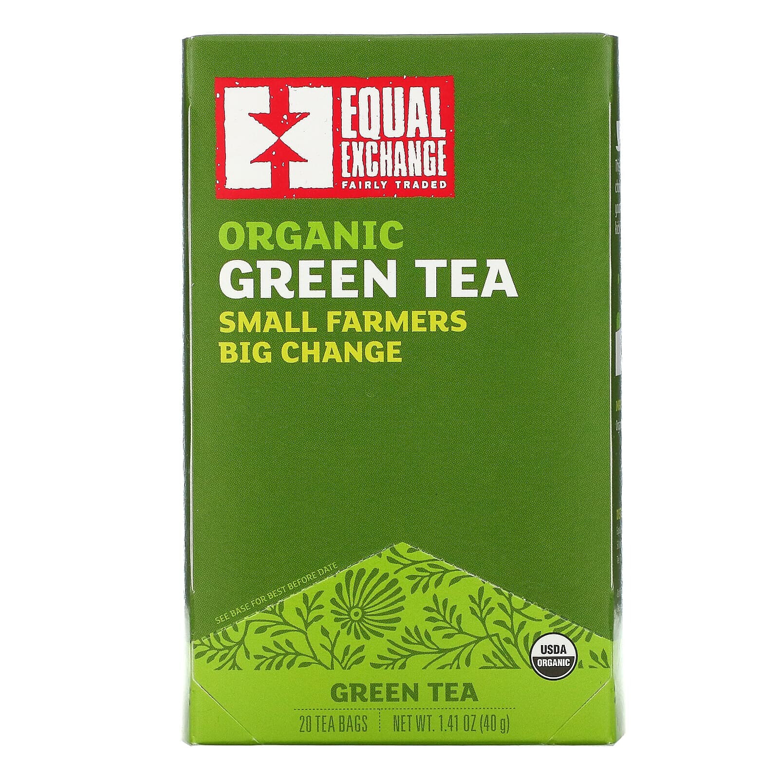 Equal Exchange, Органический жасмин, зеленый чай, 20 чайных пакетиков, 40 г (1,41 унции)