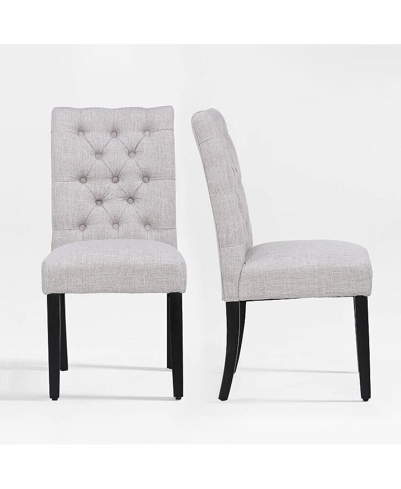 WestinTrends upholstered Button Tufted Dining Side Chair Set of 2