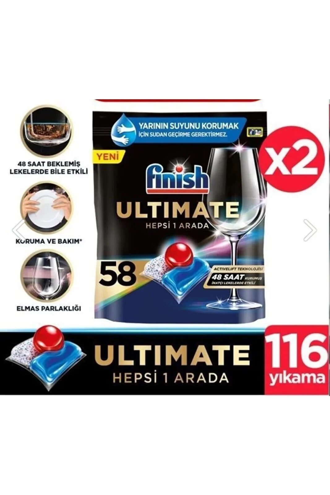 Ultimate 58 x 2 (116) Kapsül Bulaşık Deterjanı Tableti