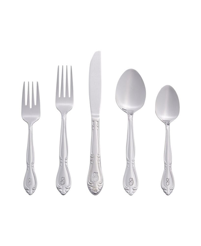 Riverridge Rose 46 Piece Monogrammed Flatware Set - G, Service for 8