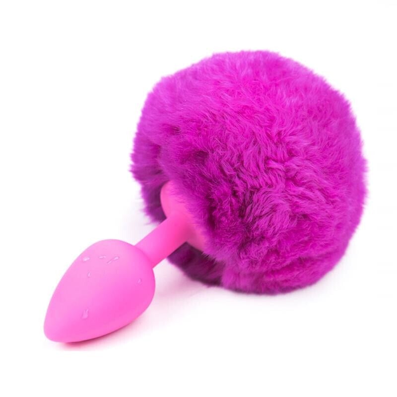 Плаг или анальная пробка AFTERDARK Butt Plug with Pompon Purple Size S