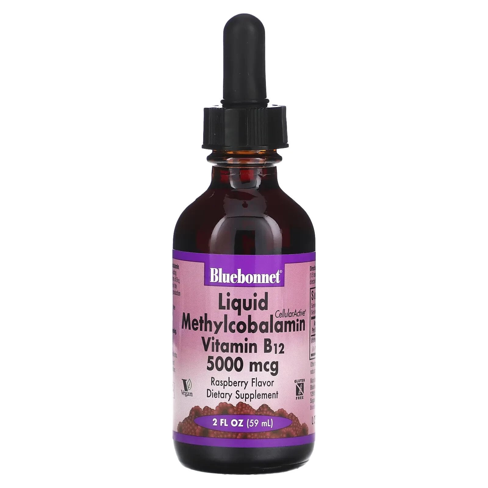 CellularActive Liquid Methylcobalamin Vitamin B12, Raspberry, 5,000 mcg, 2 fl oz (59 ml)