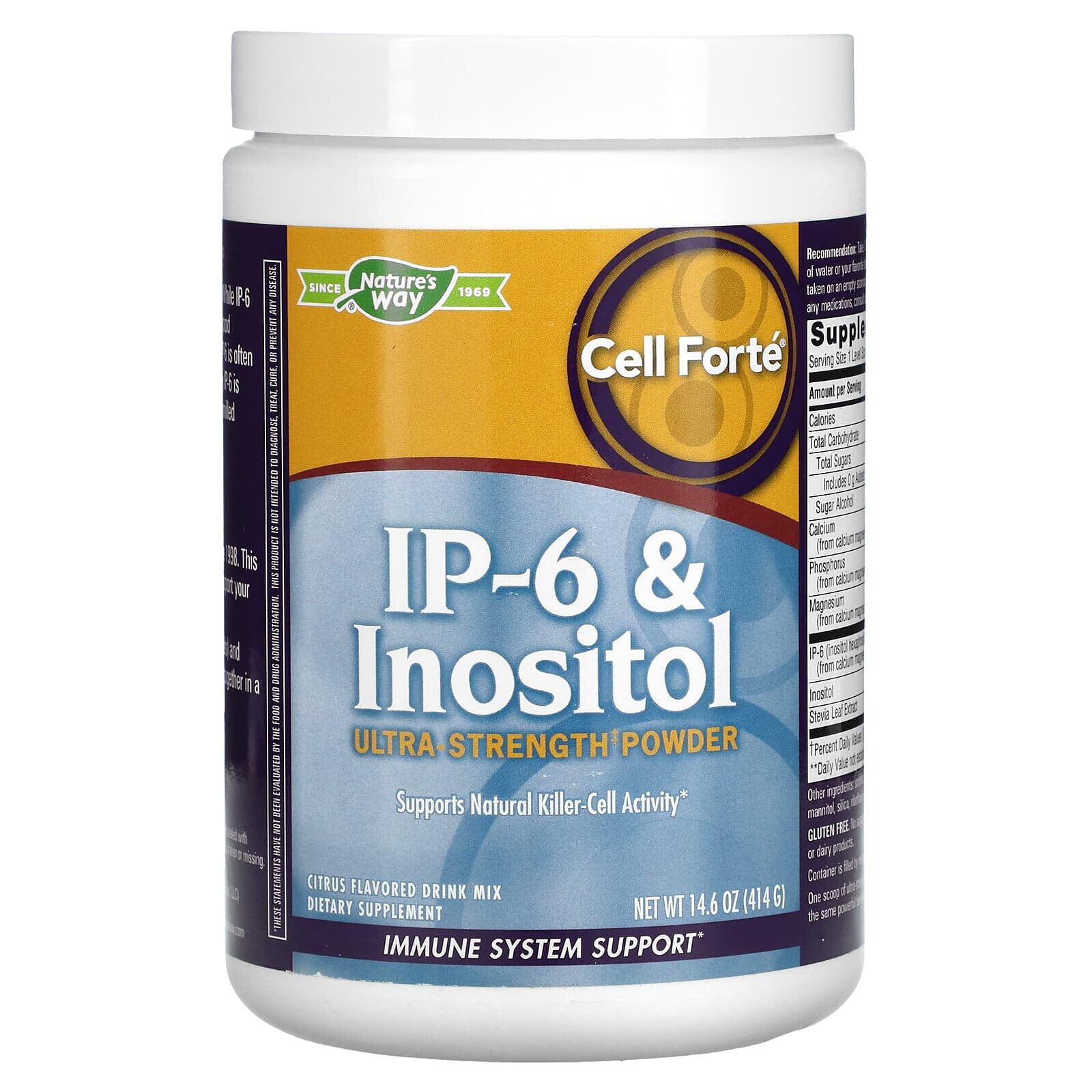 Натурес Вэй, Cell Forté, IP-6 и инозитол, сверхсильный порошок со вкусом цитрусовых, 414 г (14,6 унции)