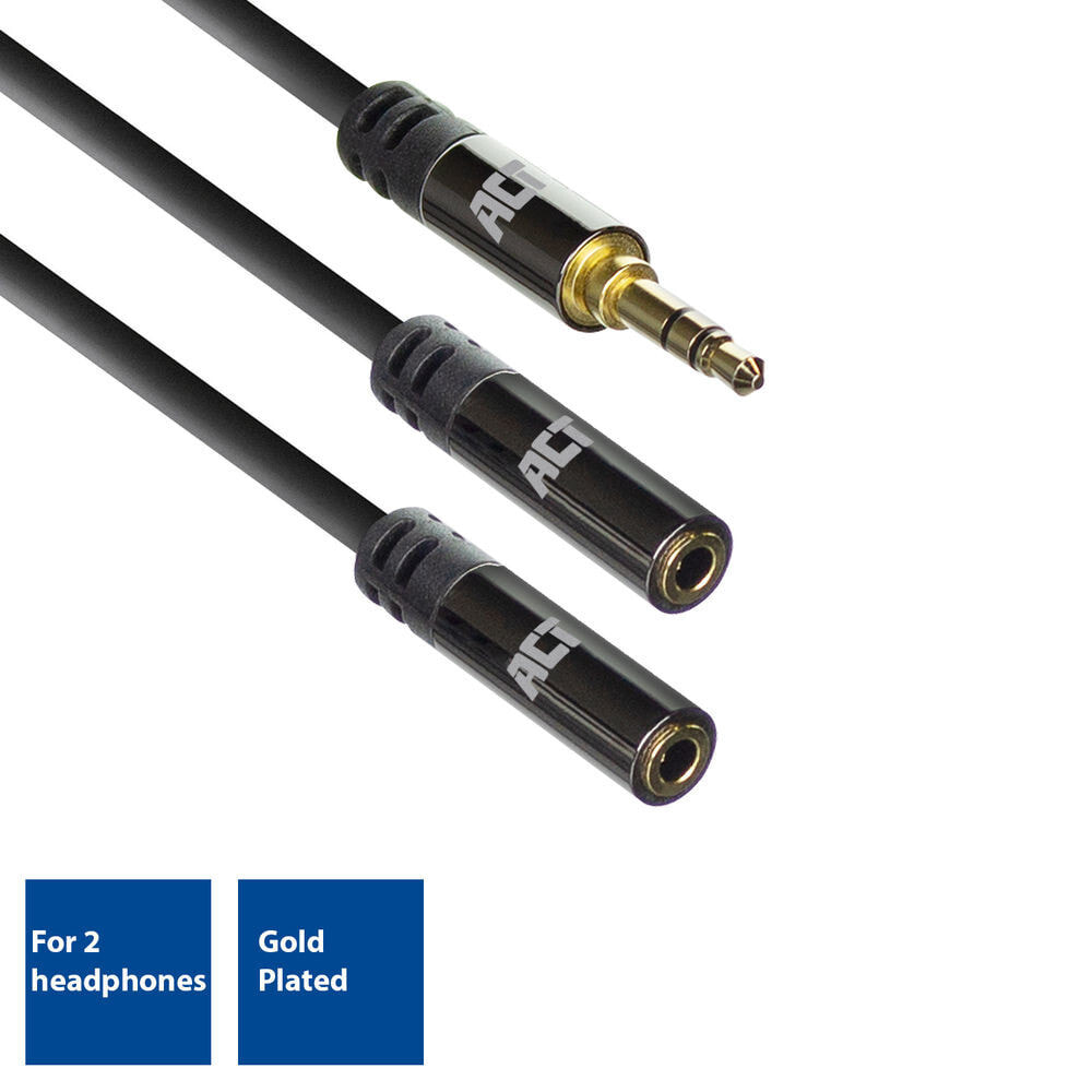 ACT AC3620 аудио кабель 0,15 m 3,5 мм 2 x 3.5mm Черный