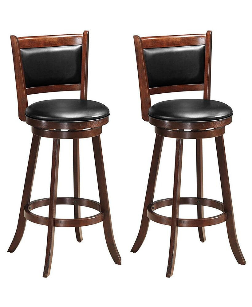 Costway set of 2 29'' Swivel Bar Height Stool Wood Dining Chair