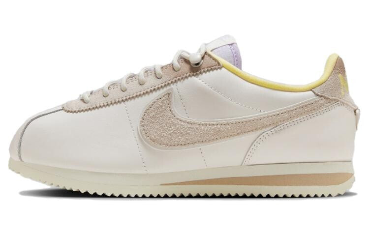 Nike Cortez Running Shoes Unisex Low-Top Off White Purple Yellow