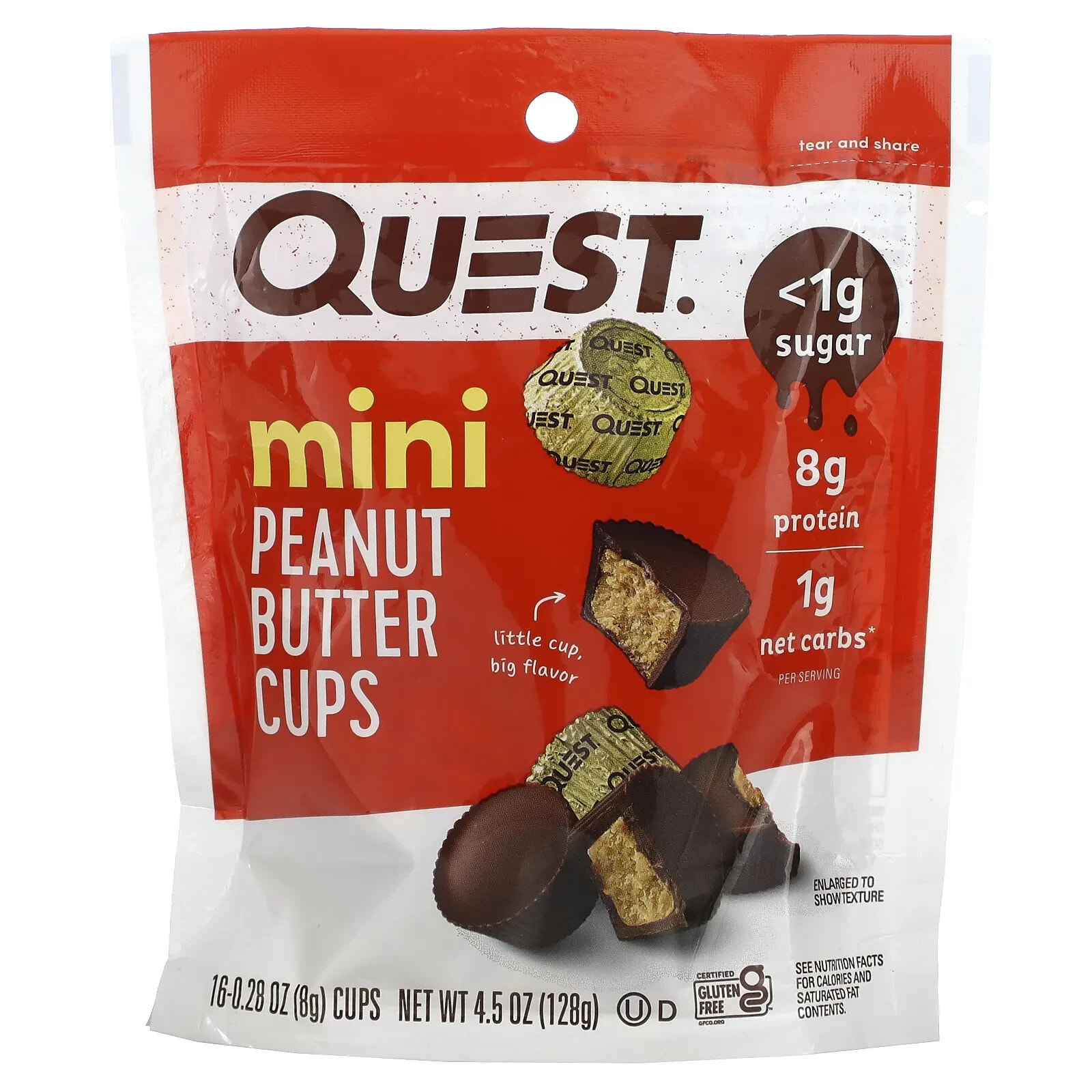 Quest Nutrition, мини-печенье с арахисовой пастой, 16 штук, 8 г (0,28 унции) каждое
