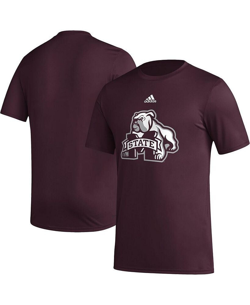 adidas men's Maroon Mississippi State Bulldogs Basics Secondary Pre-Game AEROREADY T-shirt