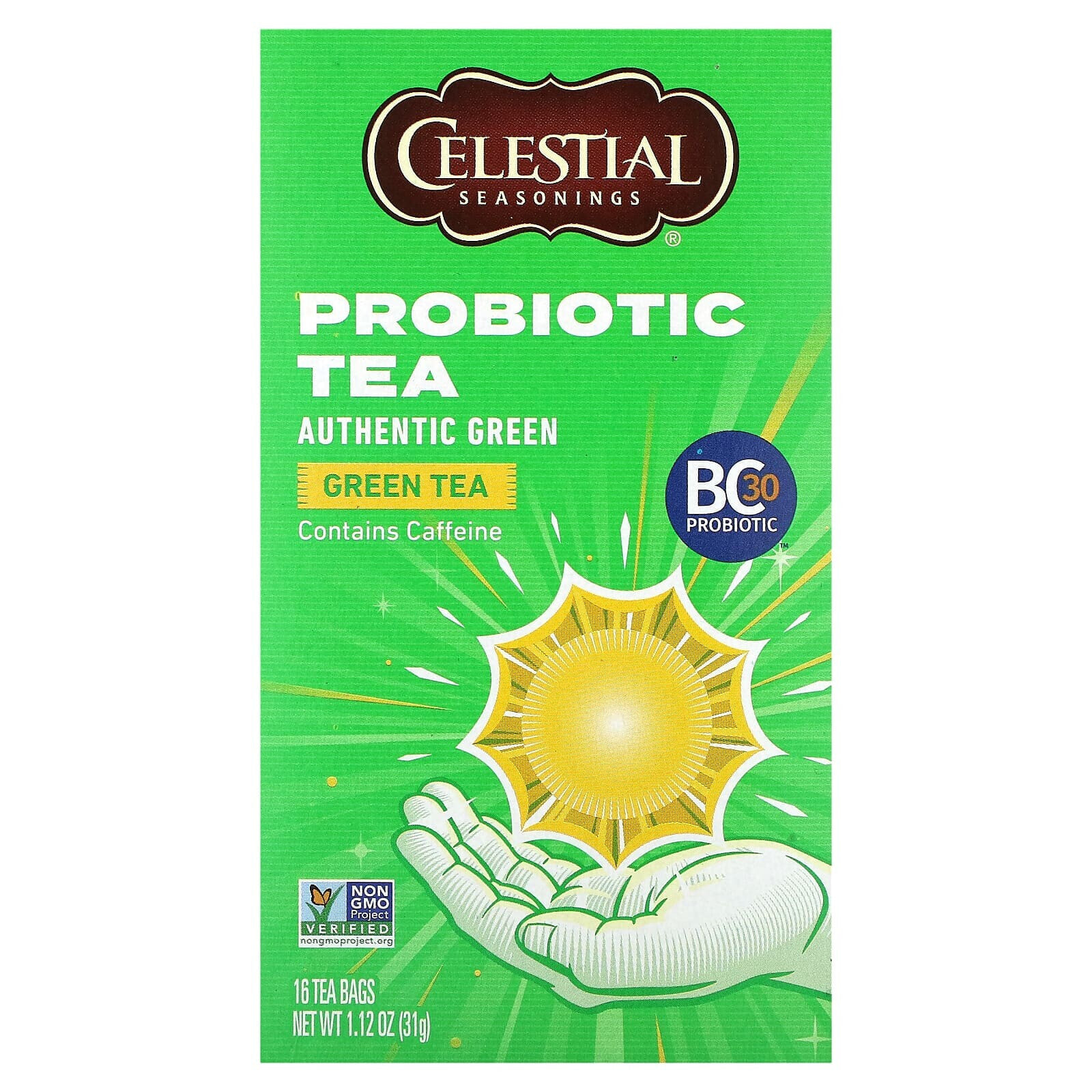 Probiotic Green Tea, Authentic Green, 16 Tea Bags 1.12 oz (31 g)
