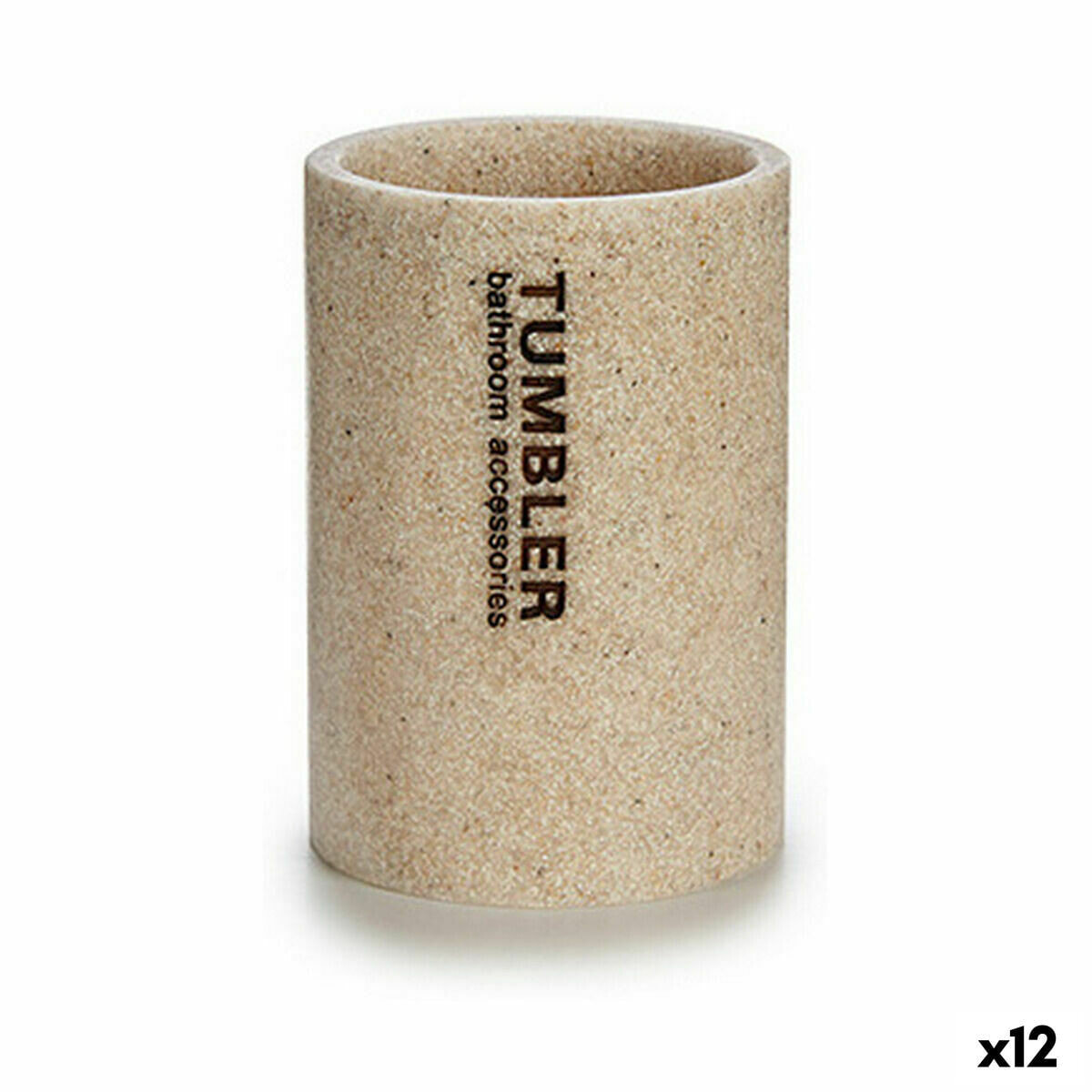 Toothbrush Holder Tumbler Beige Resin 7,5 x 10,5 x 7,5 cm (12 Units)