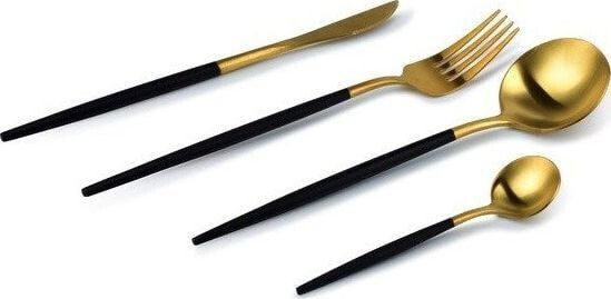 Cookini Unique Cutlery Set for 4 People Black and Gold 16 el Cookini