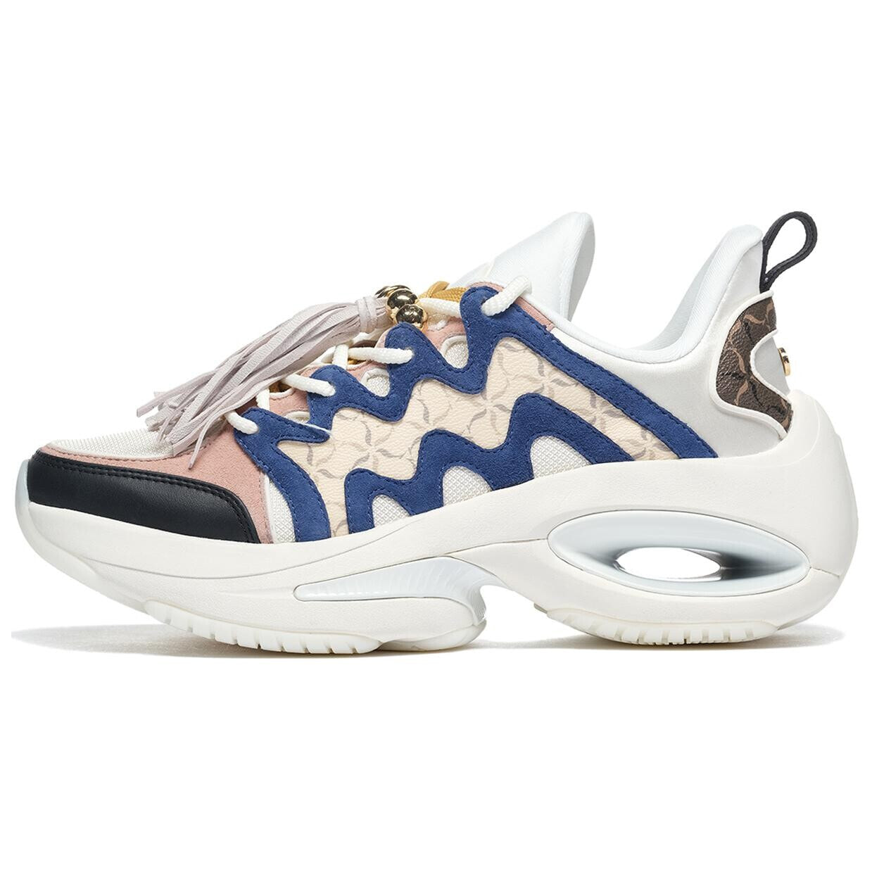 LI-NING 1990 Heart Dance Chunky Sneakers Women's Low-Top Ecru/Limo Blue/Peach Orange Pink