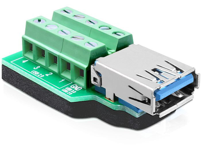 DeLOCK 65370 кабельный разъем/переходник USB 3.0-A 10p Черный, Зеленый, Серебристый