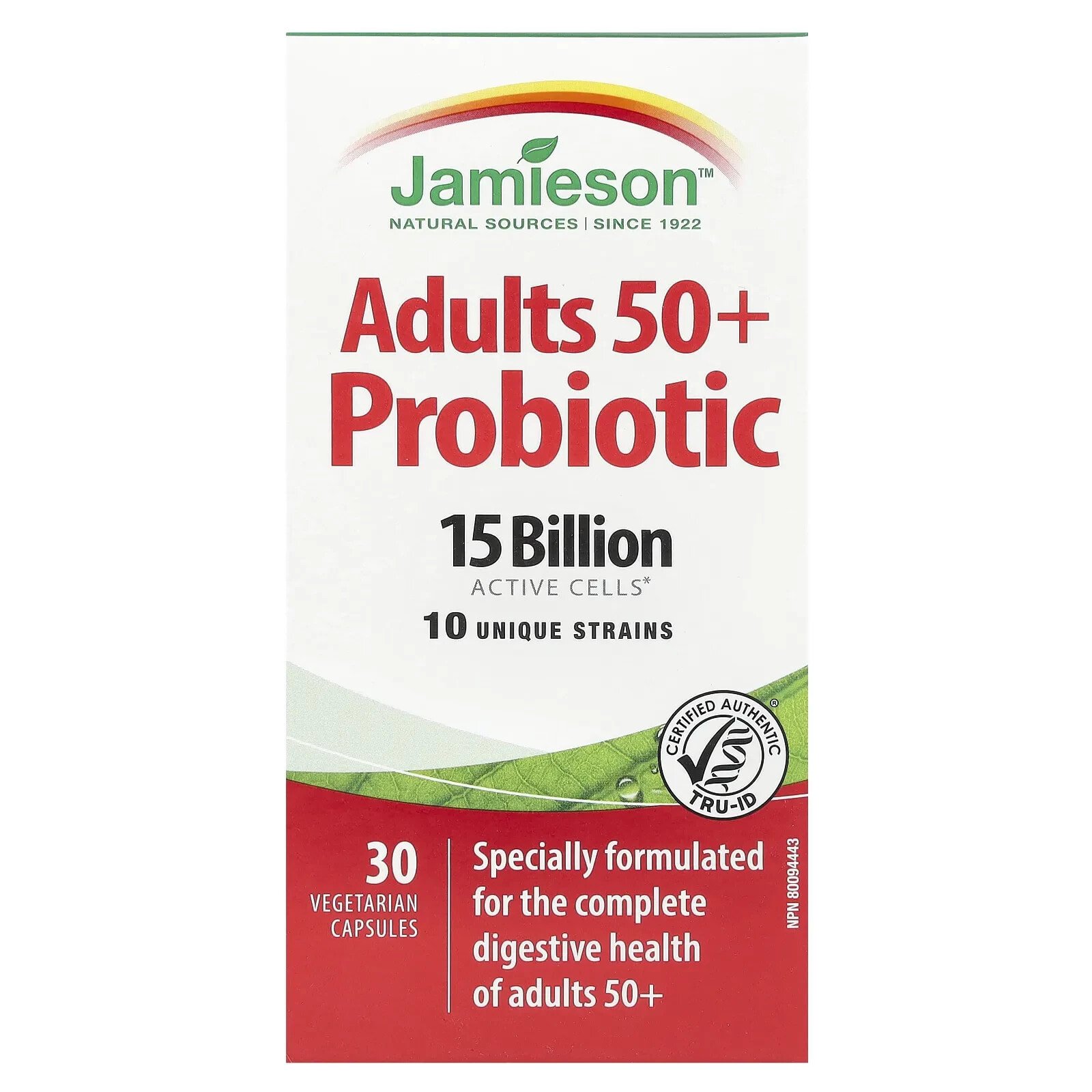 Adults 50+ Probiotic, 15 Billion, 30 Vegetarian Capsules