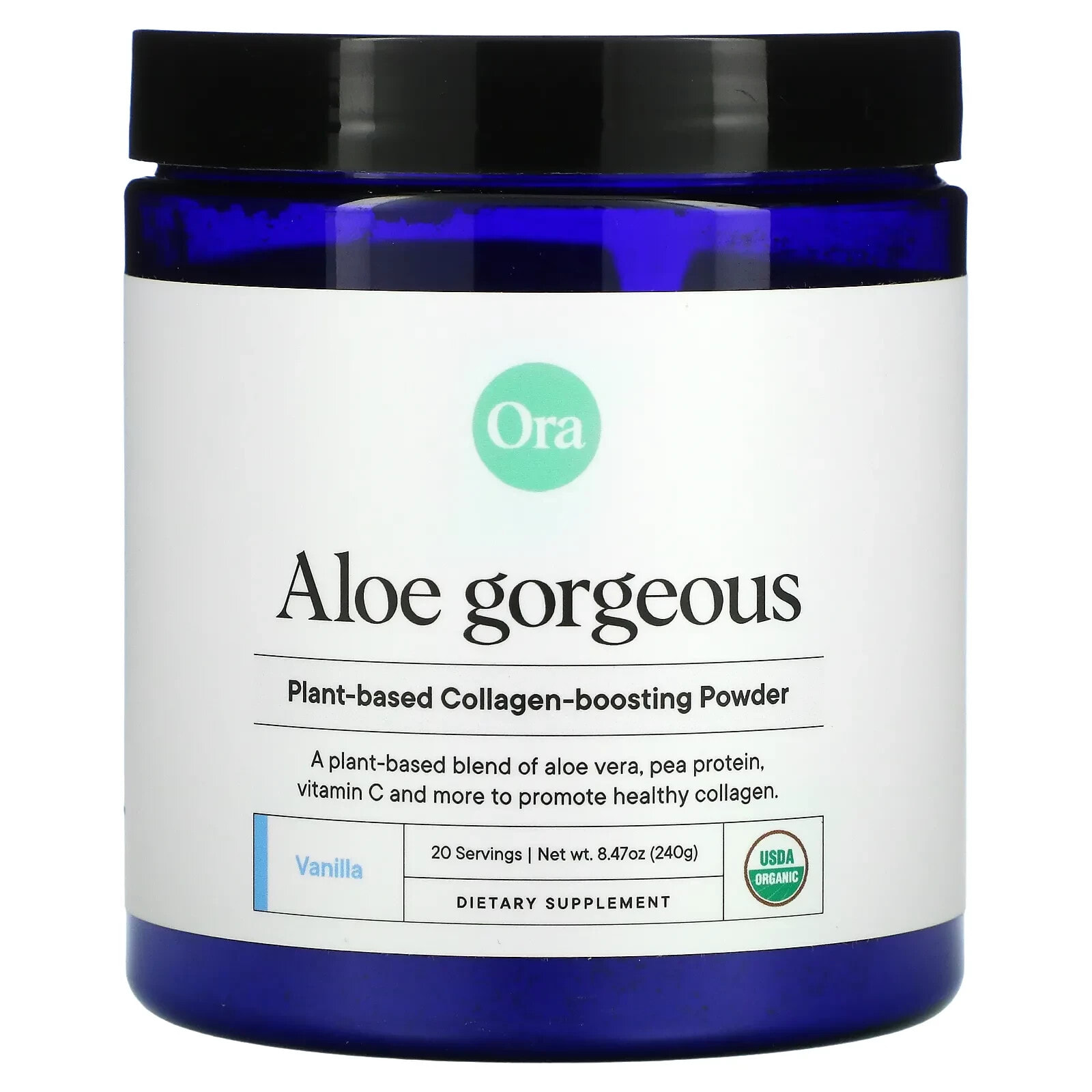 Aloe Gorgeous, Plant-Based Collagen-Boosting Powder, Vanilla , 8.47 oz (240 g)