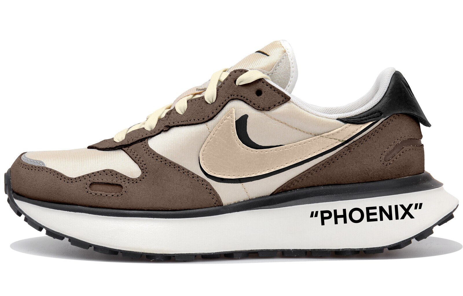 Nike Phoenix Waffle Casual Shoes Women's Low-Top Beige Brown Black