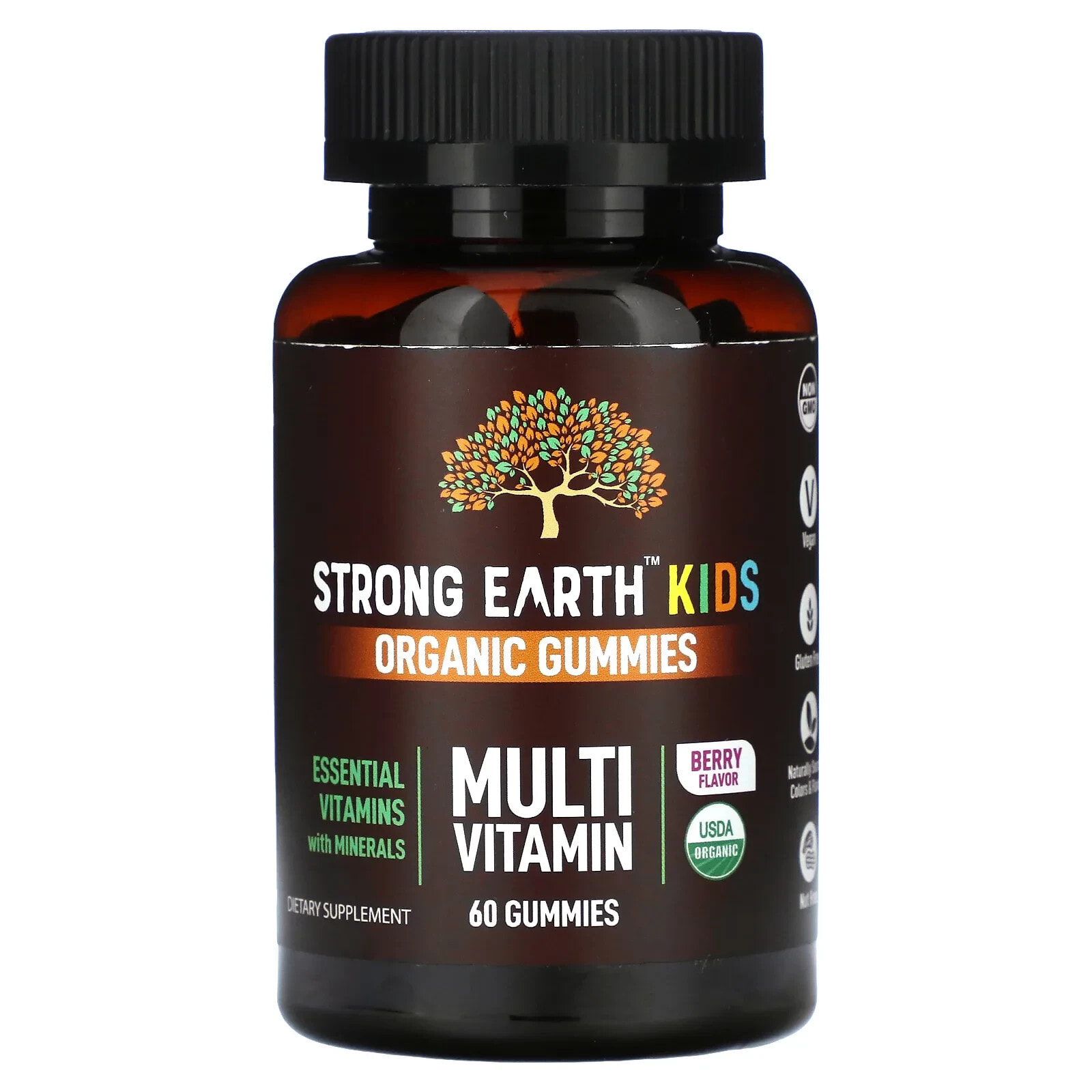 Strong Earth Kids Organic Gummies, Multi Vitamin, Berry, 60 Gummies