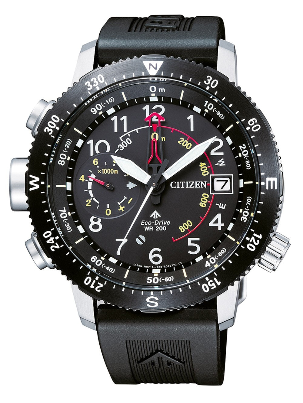 Мужские наручные часы с черным силиконовым ремешком Citizen BN4044-15E Promaster Mens 46mm 20 ATM