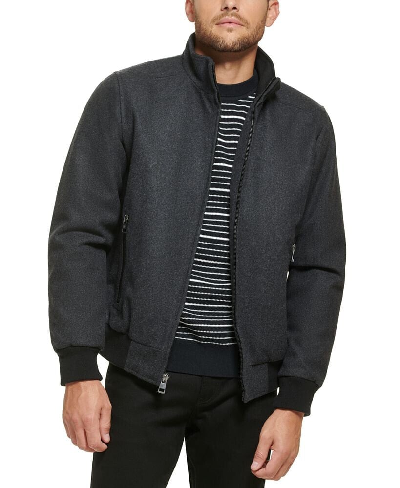 Calvin Klein men's Wool Bomber Jacket With Knit Trim
