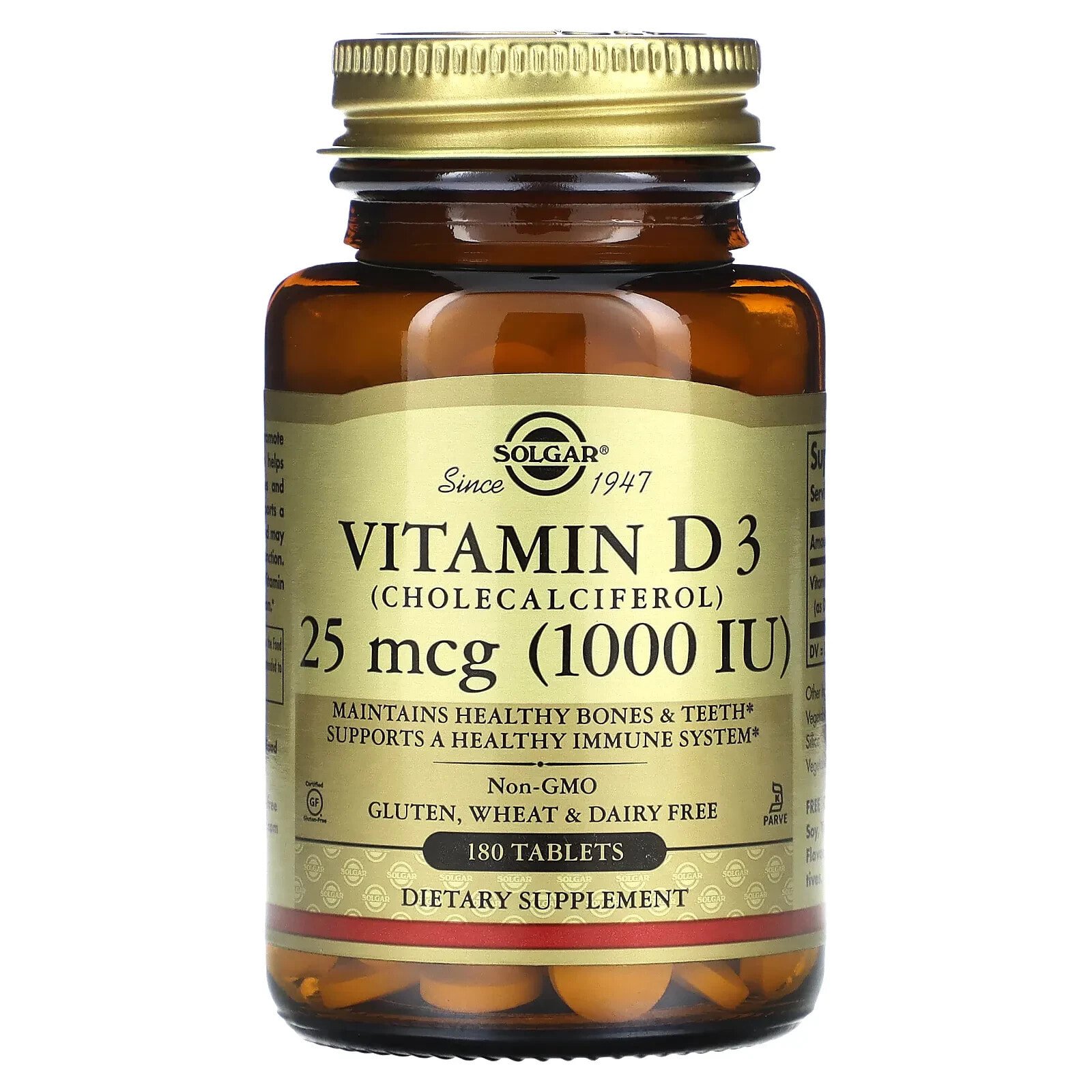 Solgar Vitamin D3 Cholecalciferol  Витамин D3 (Холекальциферол) 25 мкг  180 таблеток