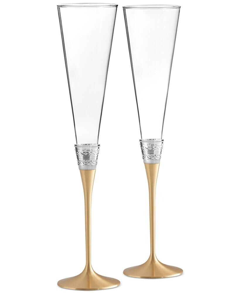 Vera Wang Wedgwood with Love Gold Toasting Flute Pair