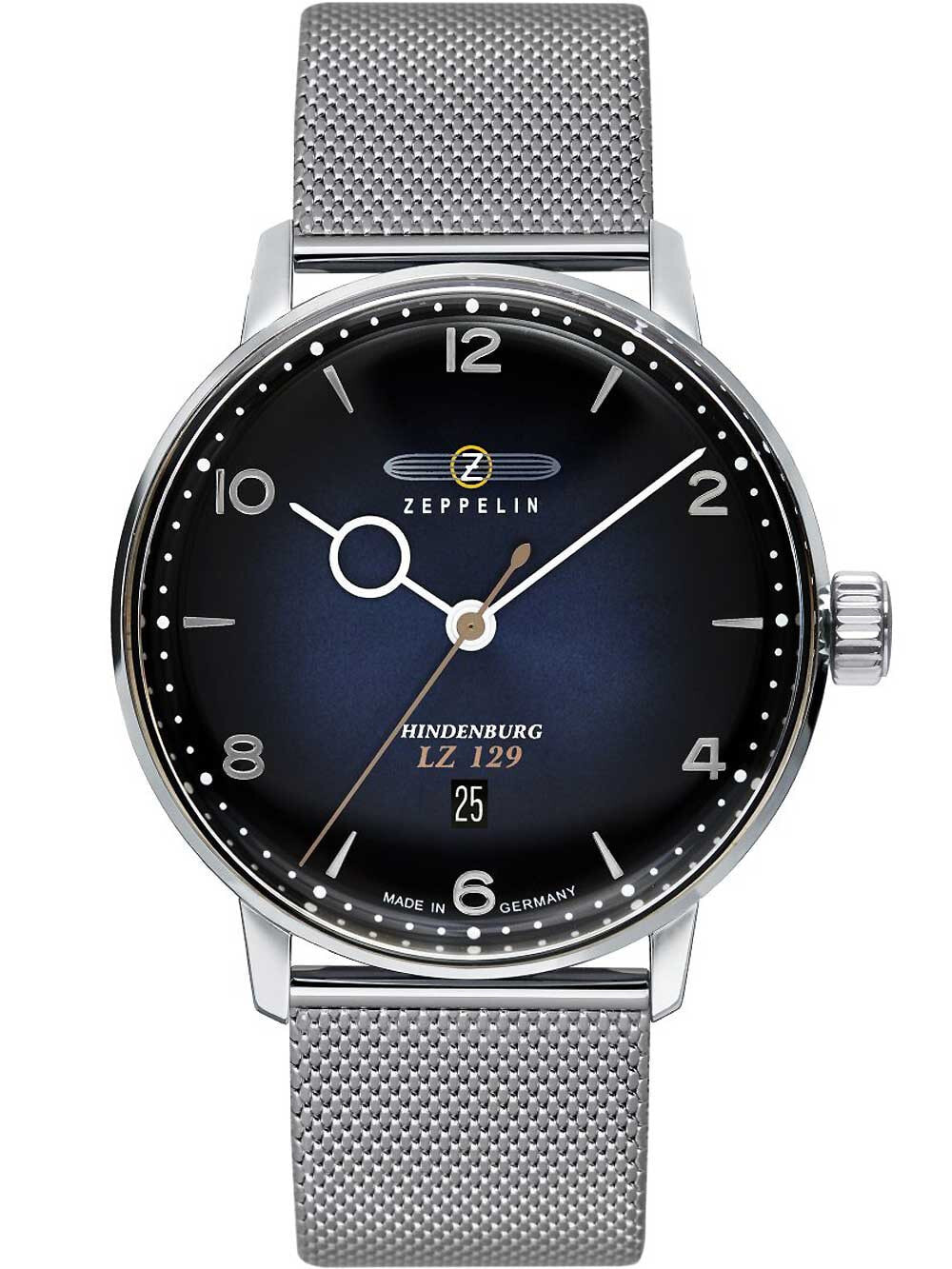 Мужские наручные часы с серебряным браслетом Zeppelin 8046M-3 Hindenburg LZ129 mens watch 40mm 5ATM
