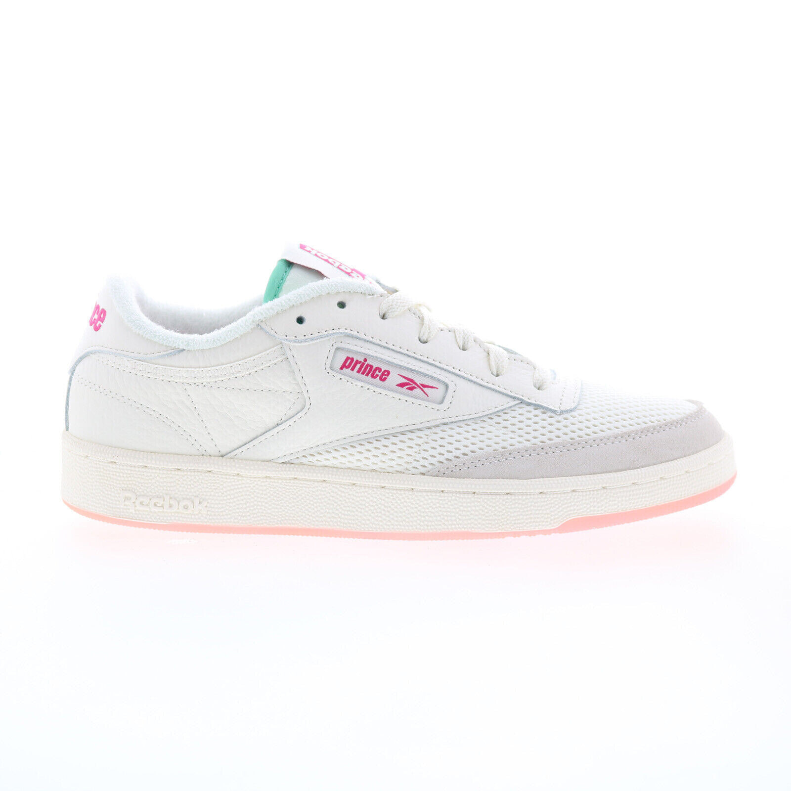 Reebok Club C 85 Prince Mens White Leather Lace Up Lifestyle Sneakers Shoes